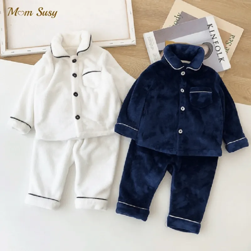 Фланелевая флисовая Пижама для маленьких мальчиков и девочек комплект из 2