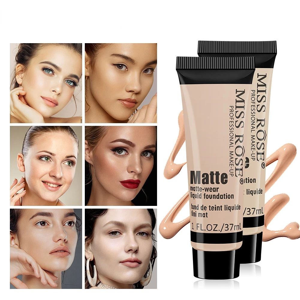 

MISS ROSE Professional Face Foundation Concealer Soft Matte Face Base Makeup Natural Brighten Foundation Cream Cosmetic