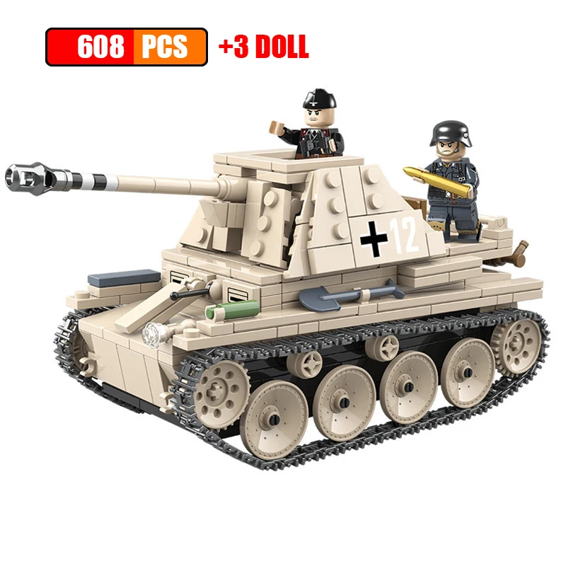 

WW2 German Weasel Self-Propelled Anti-Tank Gun Building Blocks MOC Military Tank Model Bricks For Toys Boys Christmas Gifts