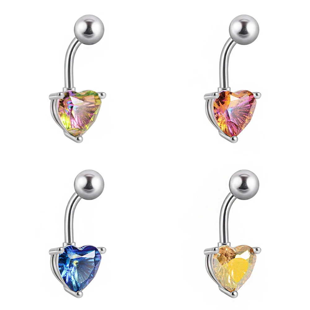 

1PC Steel Belly Button Rings Crystal Piercing Navel Heart Style Navel Piercing Earring Belly Piercing Sexy Body Jewelry