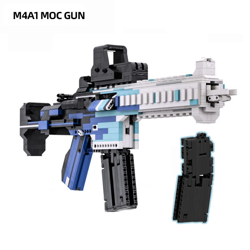 

M4A1C MOC Military WW2 Burst Pistol Building Blocks Technical City Police SWAT Weapon Gun with Bullet Bricks Toys For Children