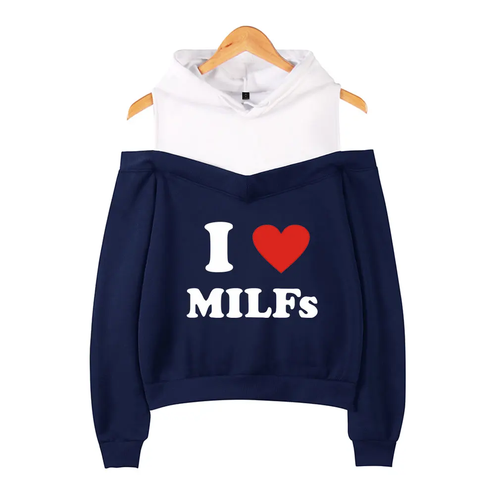 

Толстовка с открытыми плечами, с надписью «I Love MILFs»