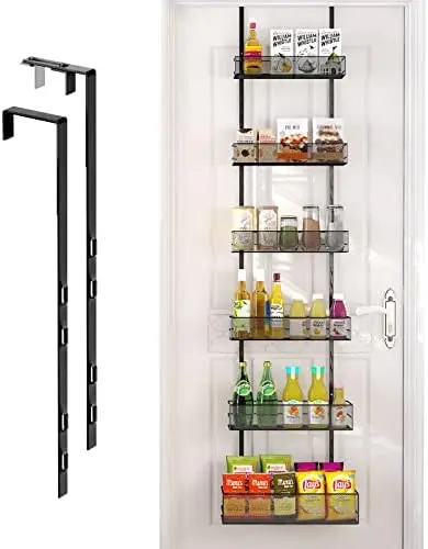 

the Door Pantry Organizer - 6-Tier Mesh Basket Hanging & Mounted Pantry Door Organizer, Over the Door Spice with Adjustabl