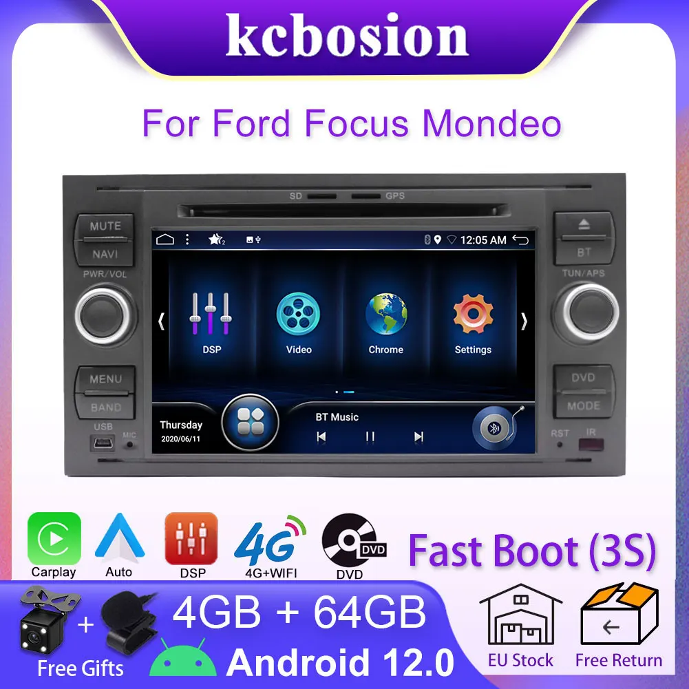 

Kcbosion Car Radio Multimedia Player For Ford Mondeo S-max Focus C-MAX Galaxy Fiesta transit Fusion Connect kuga CarPlay DSP GPS