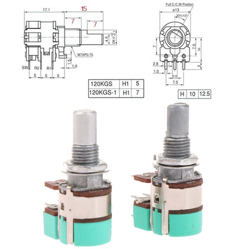 Объемный потенциометр A503 A103, стерео канал с переключателем H120 A50K A10K, 15 мм, полувал