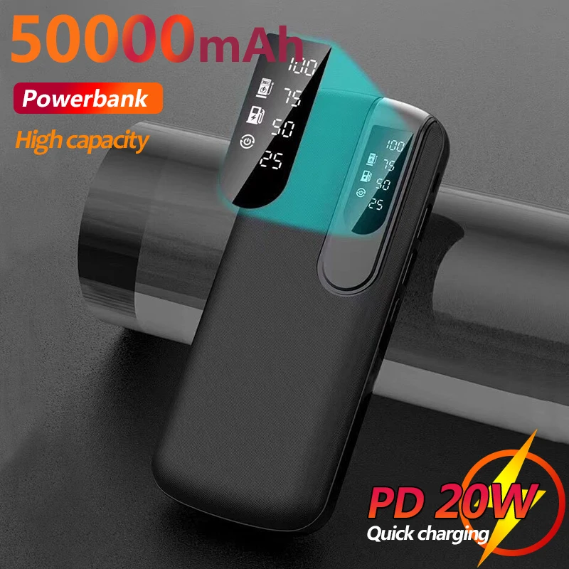 

50000mAh Mobile Power Bank with Digital Display and Power Display 2USB Portable External Power Charger for Xiaomi IPhone Samsung