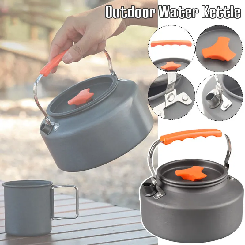 

1.1L Kettle Aluminum Alloy Portable Travel Coffee Teapot for Hiking Camping Picnic Cookware Accessory Outdoor with Friends