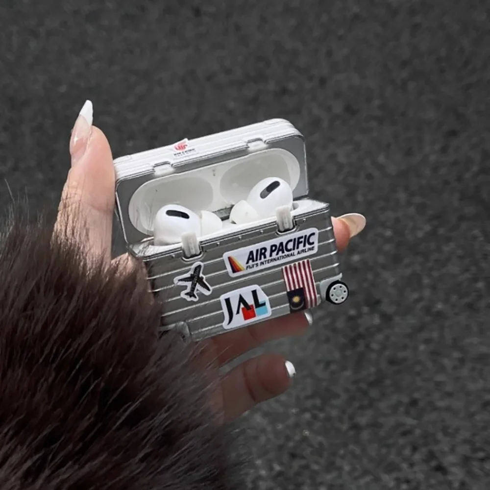Фото Модный Индивидуальный чемодан для Airpods3/2/1/Pro, модный защитный чехол для багажа, аксессуары для Airpods Pro, защита от падения, наушники №2