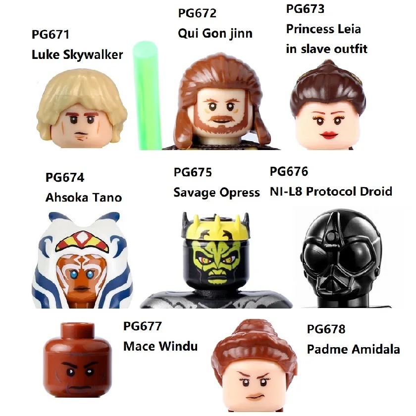 PG8028 Leia Люк Скайуокер Qui Gon jinn Savage Opress Ahsoka Tano Protocol Droid мини Экшн-Фигурки игрушки -