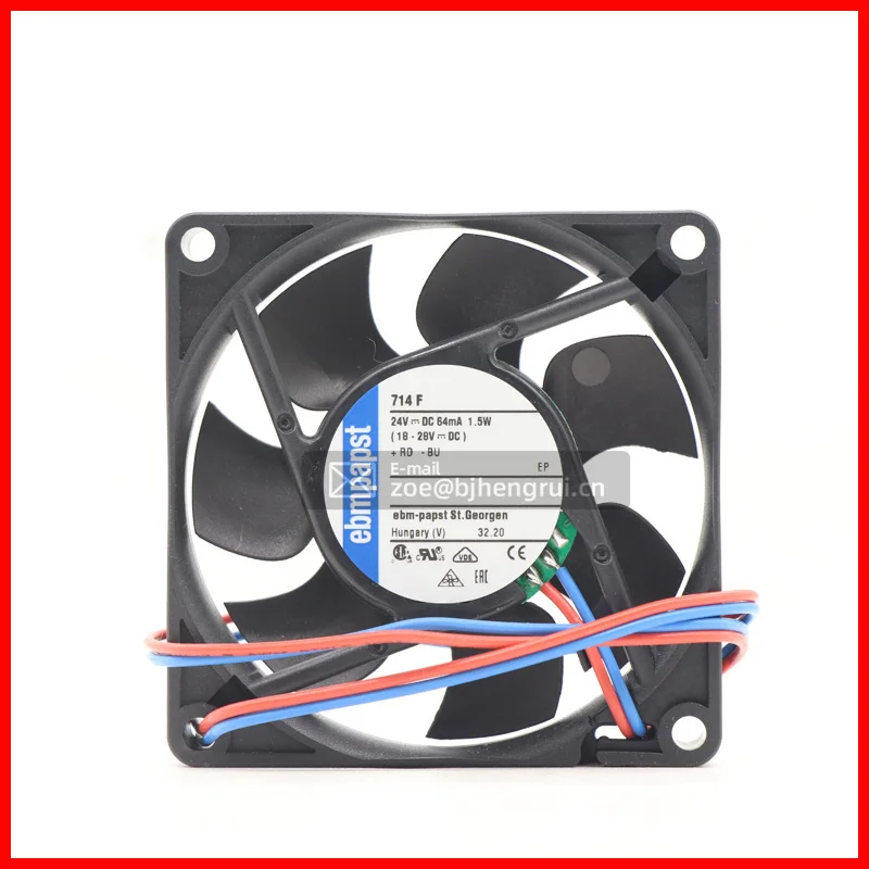 Ebmpapst 714F 7015 70x70x15 мм 24 В постоянного тока 1,5 Вт 0.064A 44m 3/h 5300 об/мин IP20 Проводные выводы 38 dBA осевой вентилятор охлаждения кондиционера Ebmpapst 714F 7015 70x70x15 мм 24 В постоянного тока 1,5 Вт 0.064A 44m 3/h 5300 об/мин IP20 Проводные выводы 38 dBA осевой вентилятор охлаждения кондиционера