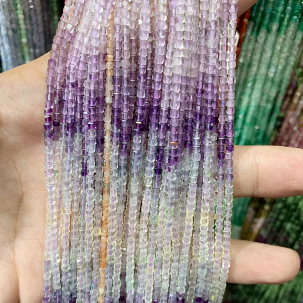 Натуральные граненые бусины 2x2 мм из турмалина лазурита агата кубика квадратный