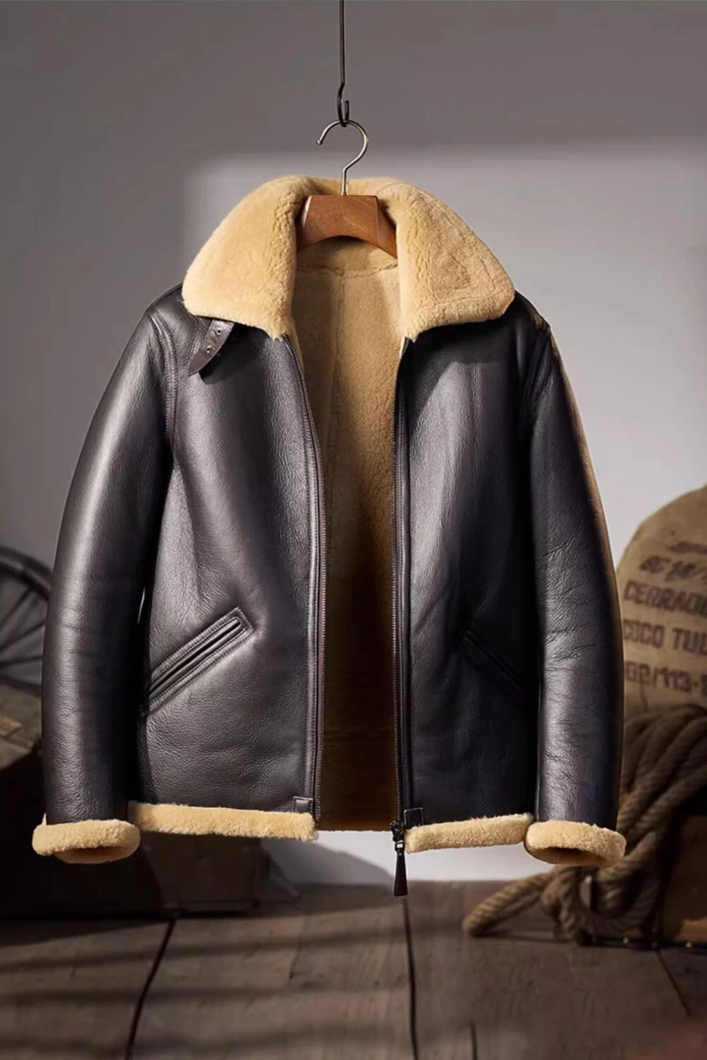 Мужская дубленка Denny &amp Dora летная куртка-бомбер ВВС B6 повседневная зимняя кожаная