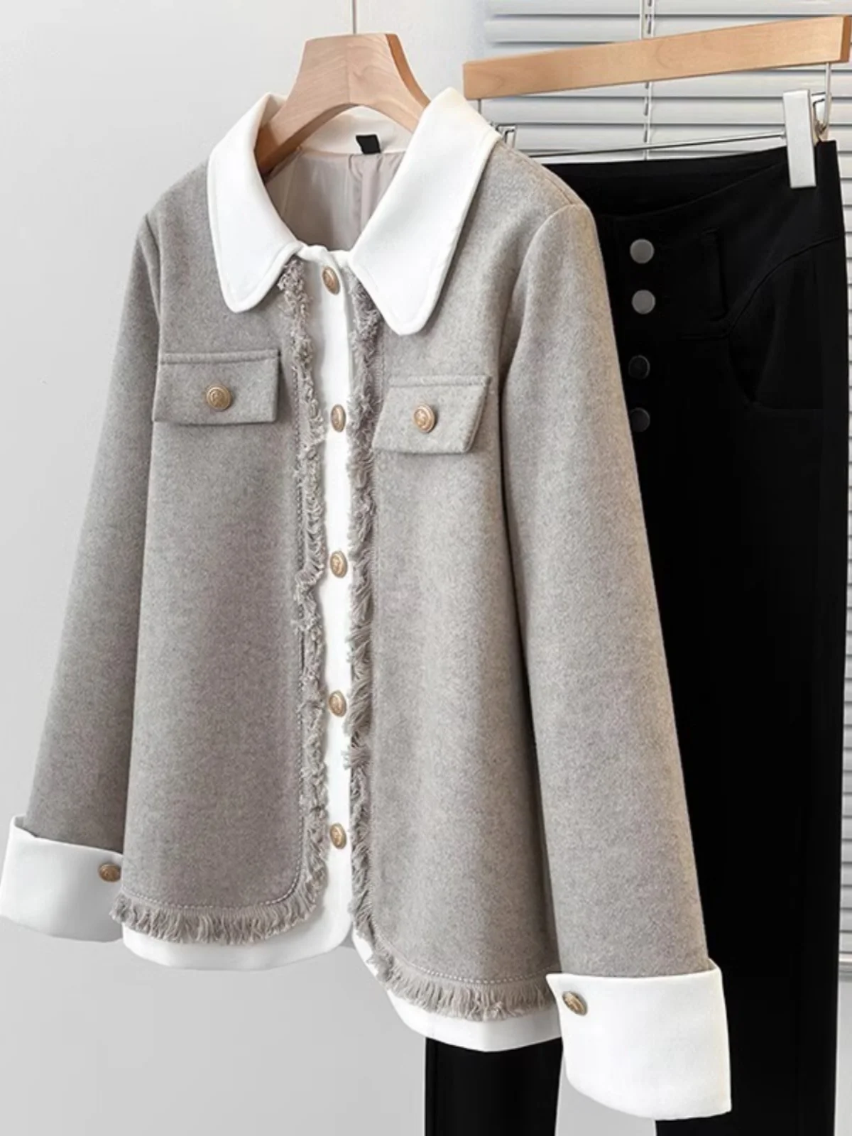 Изящная шерстяная куртка высокого качества для женщин модель сезона осень-зима