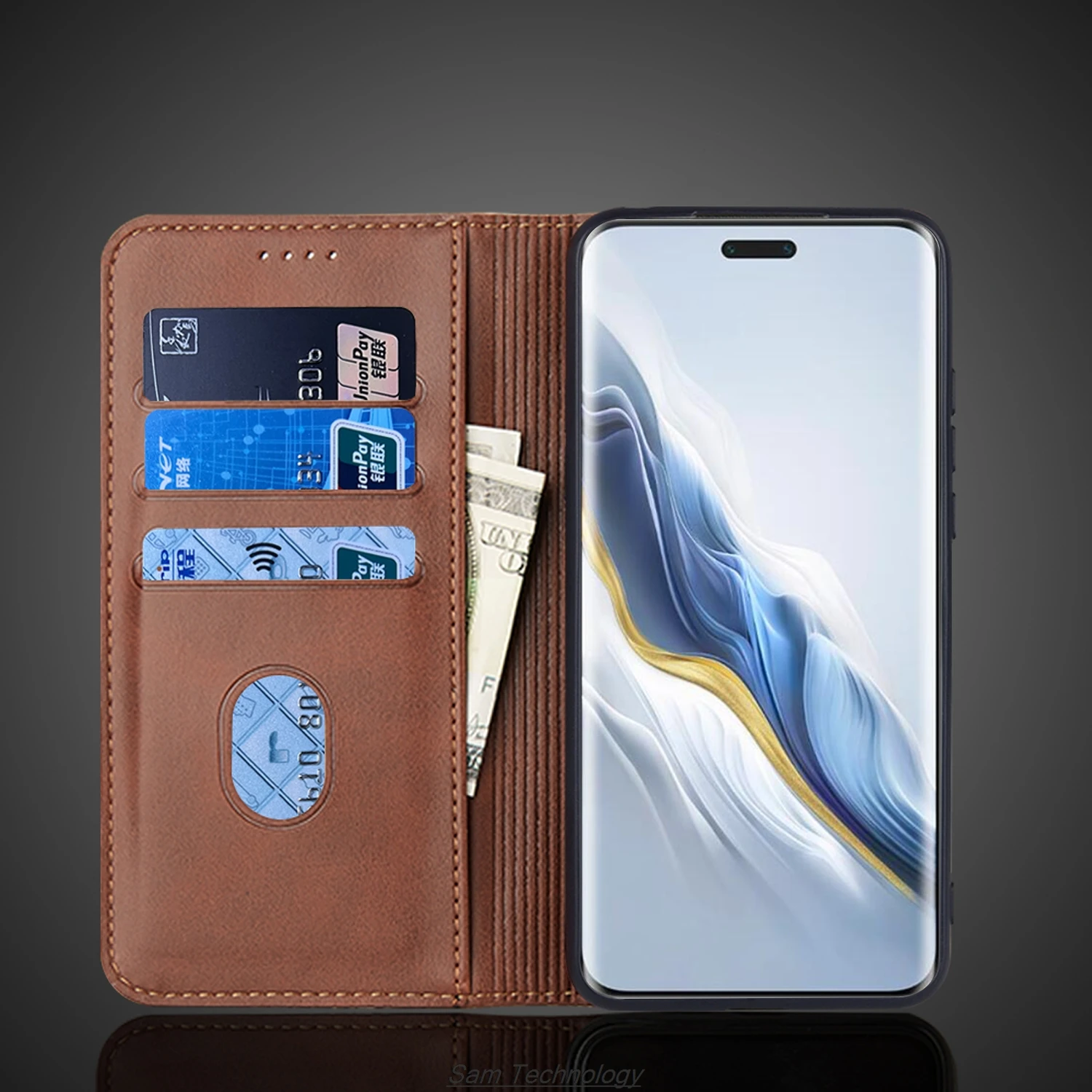 Кожаный чехол с магнитным притяжением для Huawei Honor Magic 6 Pro кобура откидной крышкой