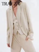 traf za ladies blazer suit collar single button solid jacket high end vest single breasted v neck sleeveless suit pants