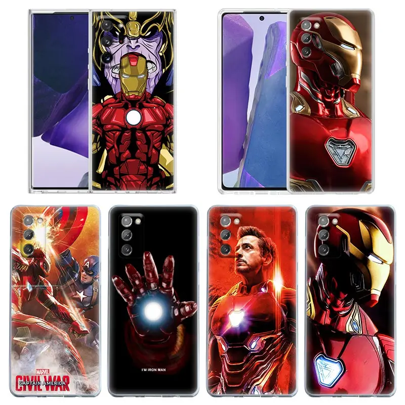 

Case For Samsung Note 20 Ultra 5G 8 9 Plus Funda Galaxy A50 A70s A30 A20 A01 Case Clear Cover Avengers Iron Man Marvel Ironman