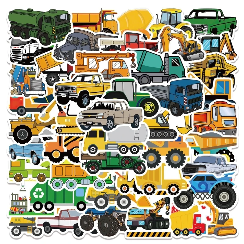 

50x Truck Stickers Vinyl Stickers Scrapbook Stationery Decal Kindergarten Prize School Reward Learning Transportation