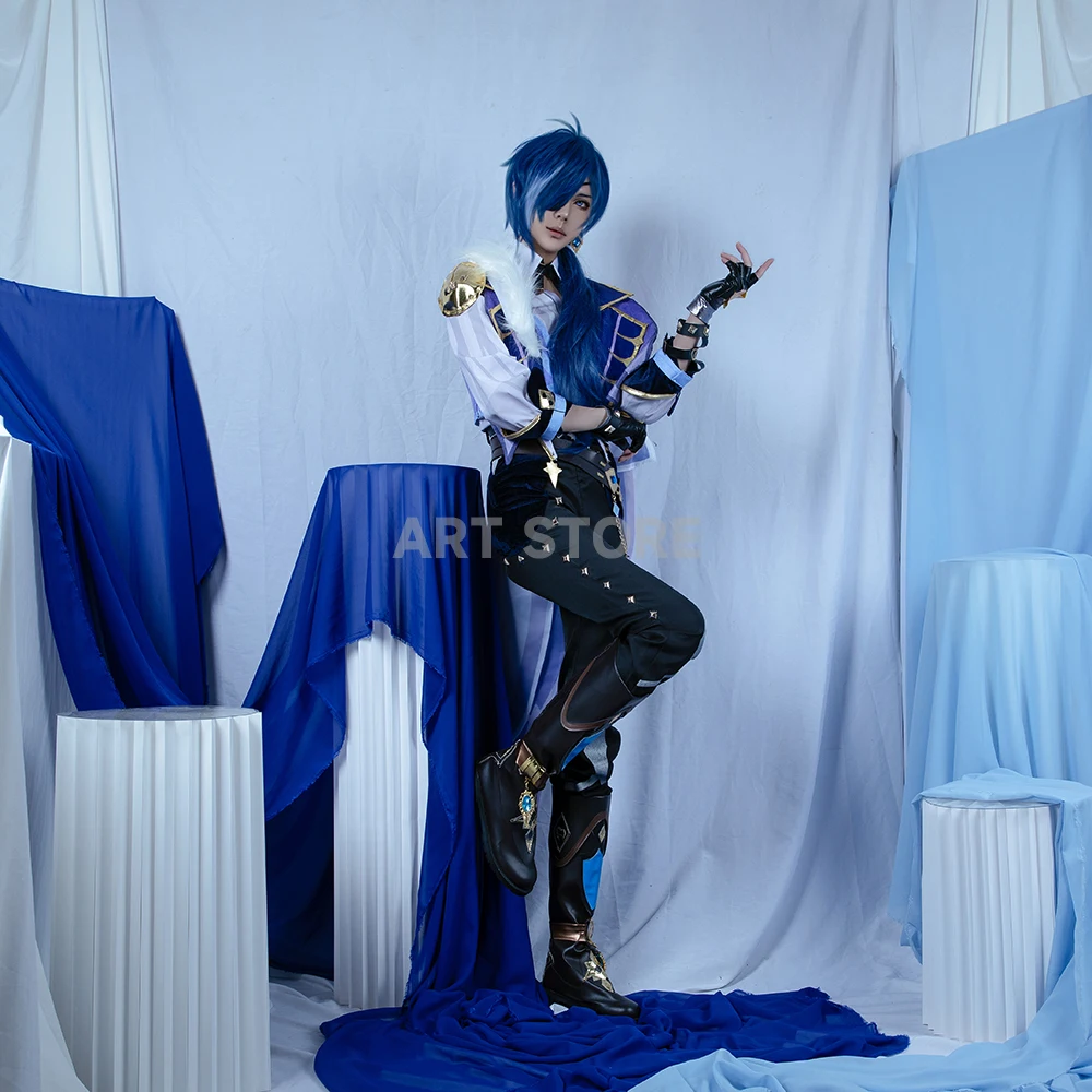 Kaeya косплей игра Genshinimpact Косплей Костюм жаккардовая ткань парик Полный комплект