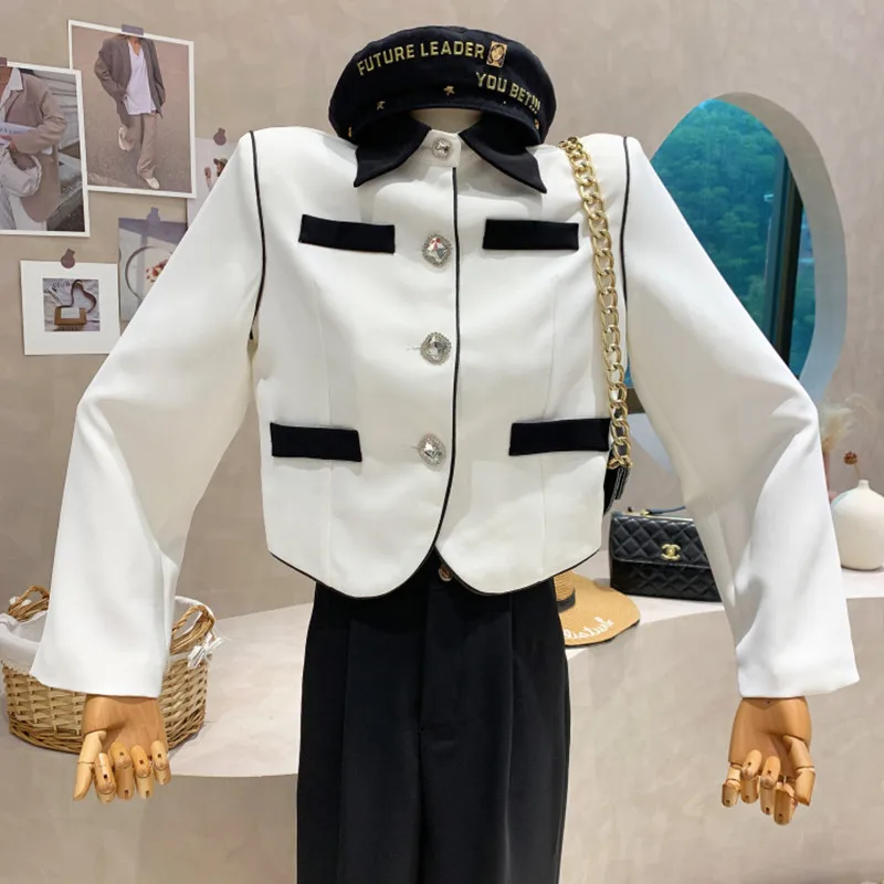

New Women's Clothing 2022 Spring Temperament short Blazers coat Long Sleeve loose and versatile contrast color top