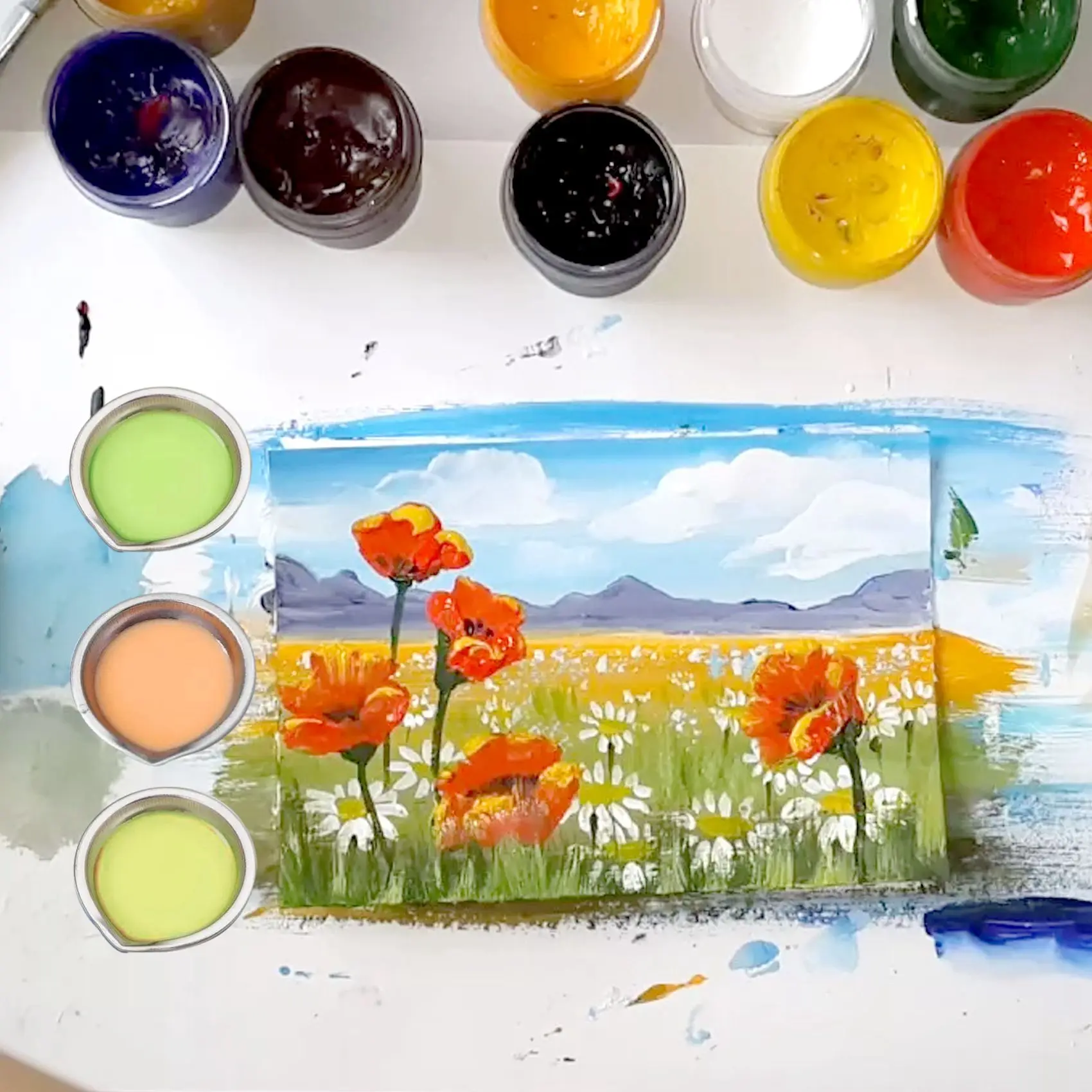 12 шт. палитра для макияжа маленький круглый лоток краски из нержавеющей стали