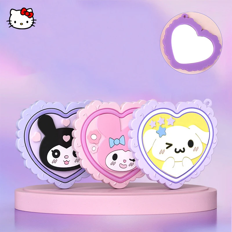 

Зеркало для макияжа Kawaii Sanrio Kuromi My Melody Cinnamoroll, ручное косметическое зеркало для красивой девушки, студенческое портативное мультяшное зеркало