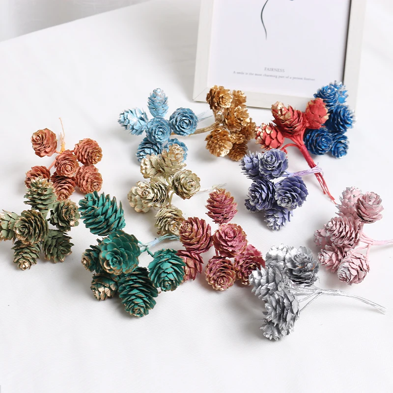 

6Pcs/Bundle Pine Cone Artificial Plants for Home Decor Christmas Decoration Fake Plant Xmas Tree Garland Ornaments DIY Accessory