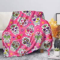 toaddmos sugar skull design soft thin fleece blankets for kids adults sofa bed nap throw blanket warm knee cover home bedding