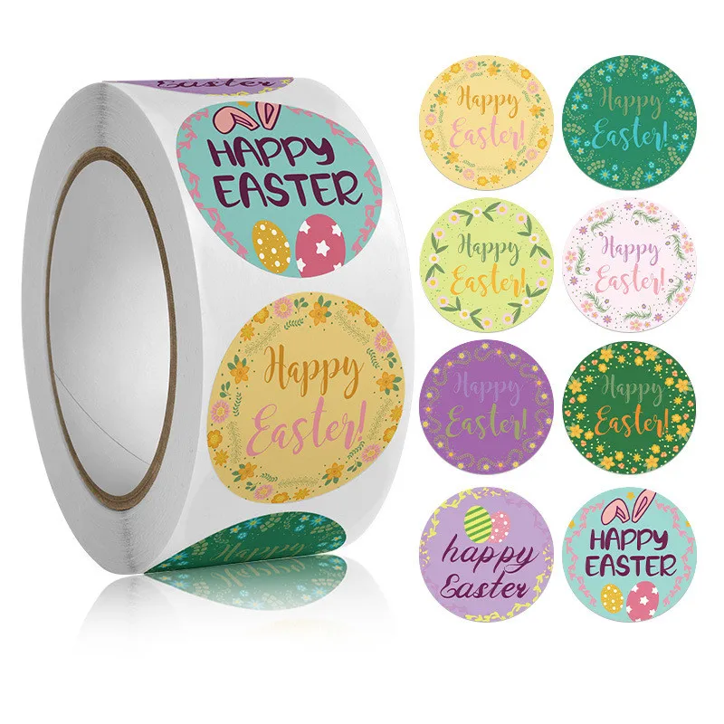 

500pcs Happy Easter Stickers Cute Rabbit Candy Dragee Gift Box Self Adhesive Seal Label for Easter Party Kids Gift Bag Decor Tag