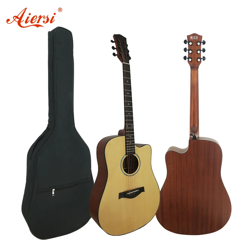 

Aiersi, 41 дюйм, ручная работа, стальная струна, Дред, ель, верх, массивная Акустическая гитара, музыкальный инструмент с набивной сумкой