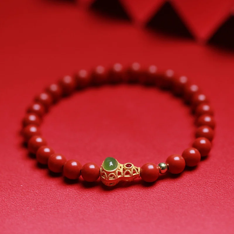 

Cinnabar bracelet with s925 silver jade goose accessories design sense fashion elegant male and female jewelry