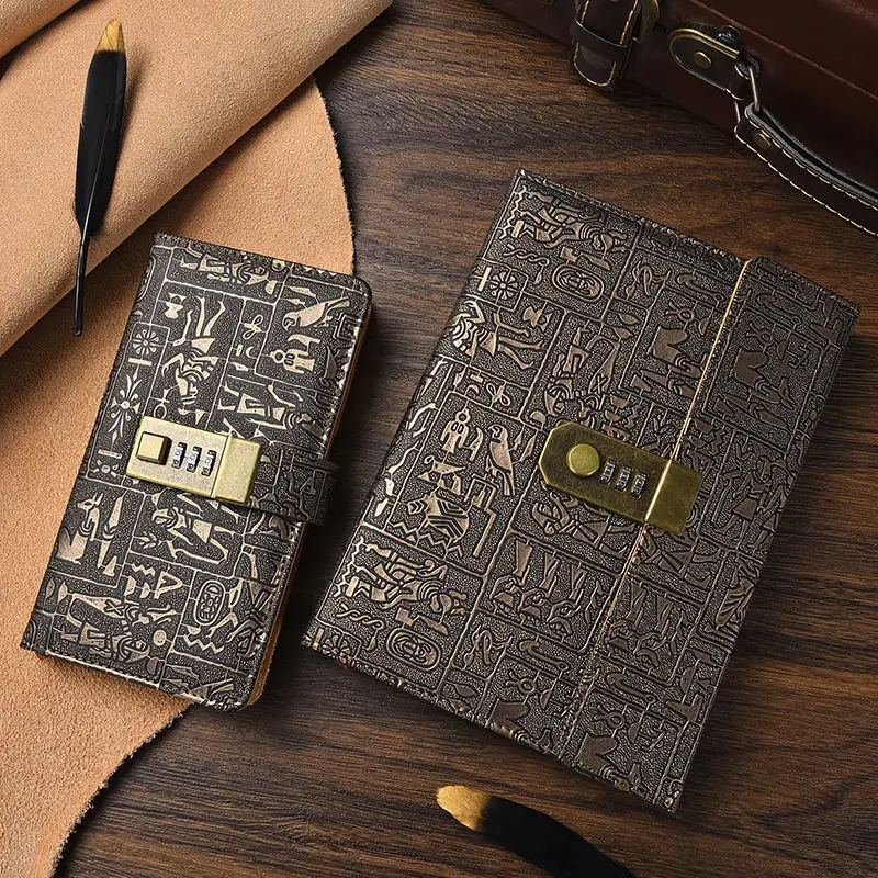 

With Book Lock Diary Pages Account Agenda Journal Book Style Code Simple Notebook Hand Retro European 200 Notepad Planner
