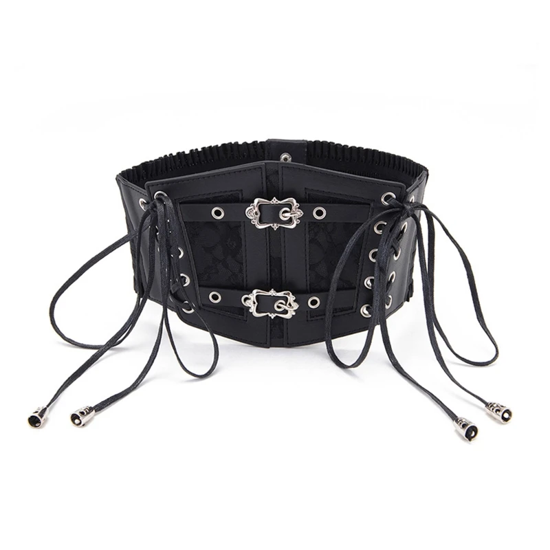 

Punk Corset Underbust Women Elegant Corset Lace Bandage Body Shaper Wide Waist Belt Gothic Slimming Solid Color Corset Bustiers