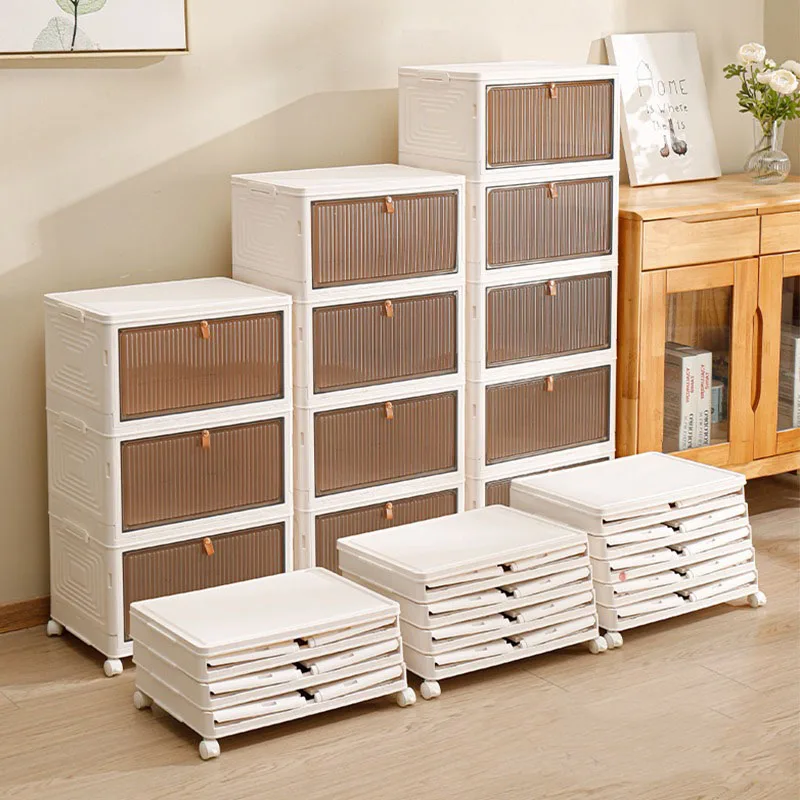 

Installation-Free With Wheelstransparent Plastic Shoe Rack Storage Shoe Cabinet Large capacity Flip Drawer OrganizeFoldable Box