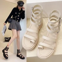 toe sandals womens 2021 summer new thick soled high top side zipper hollow roman casual beach sandals woman shoes high heels