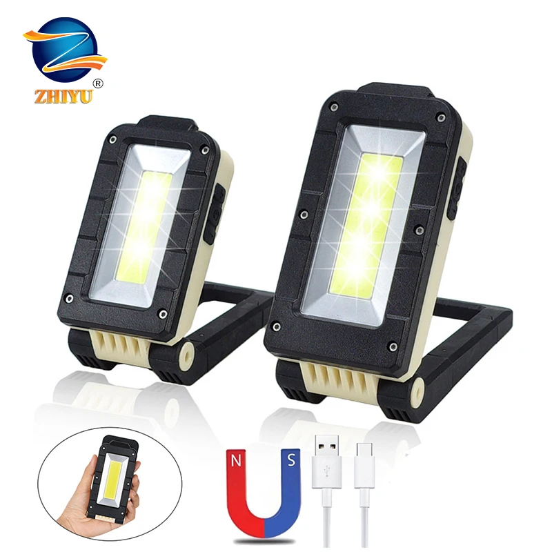 

LED Flashlight 180 Degree COB Work Light USB Rechargeable Multifunctional Adjustable Portable Bottom Magnet Design Camping Light