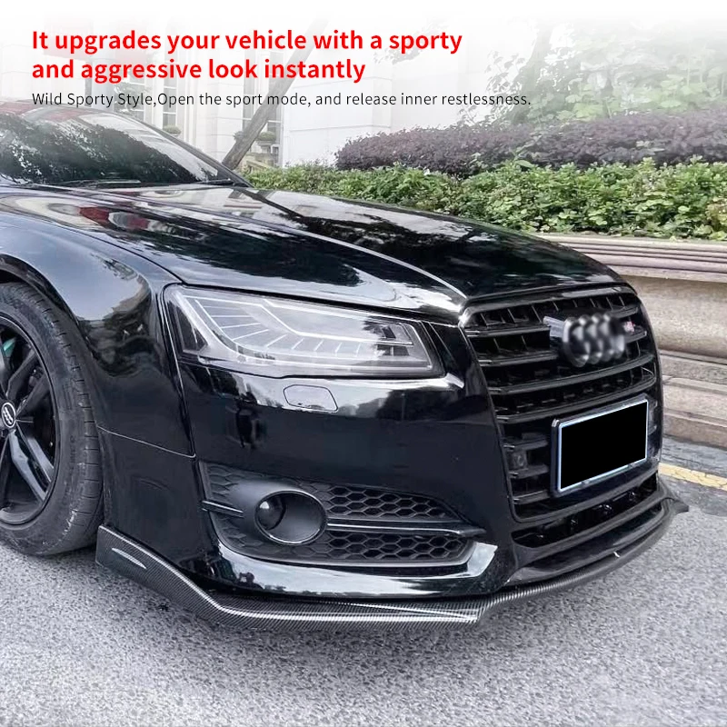 Фото Для автомобиля Audi A8 2017 2019 2021 2022 сплиттер переднего бампера комплект губ тела спойлер диффузор дефлектор углеродное волокно внешний вид аксессуары №3