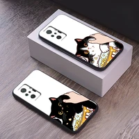 cartoon cute cat phone case for xiaomi redmi 9 9t 9i 9at 9a 9c 10s note 9 10 pro max 5g black back funda silicone cover coque