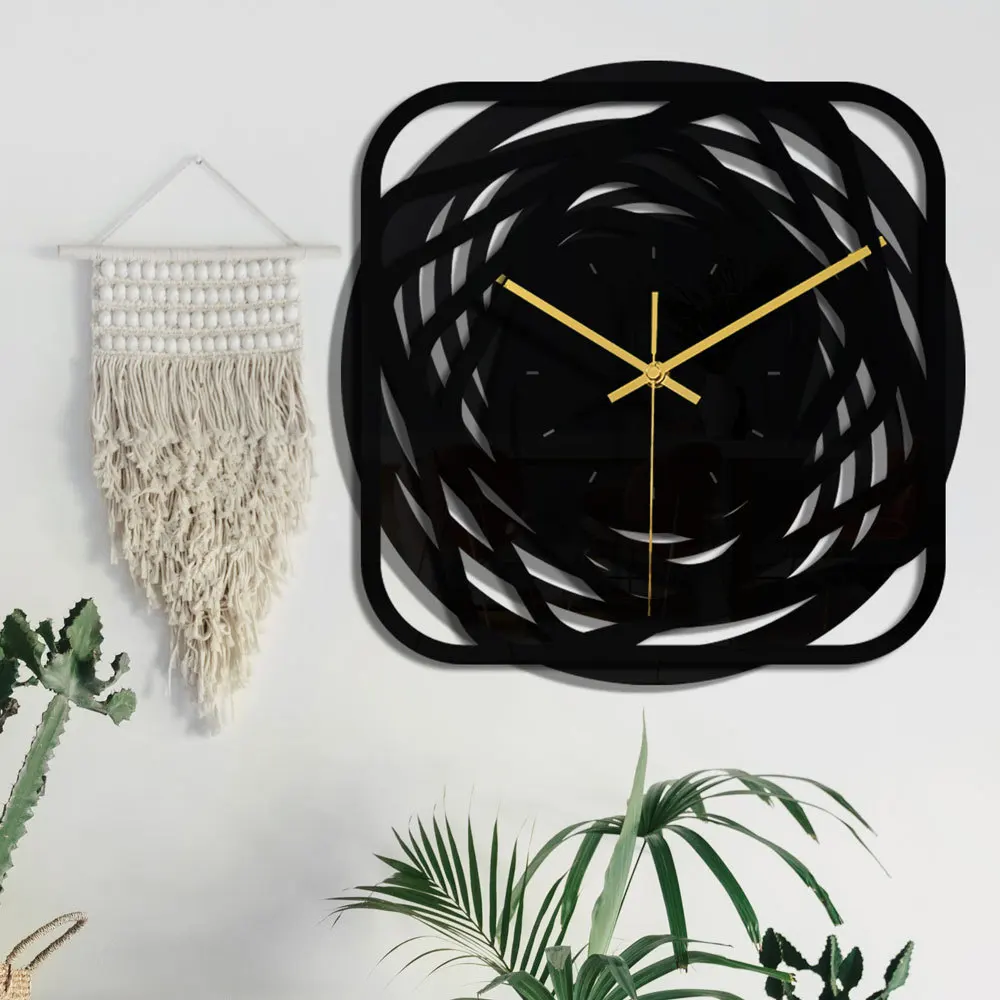 

Simple and creative black acrylic digital wall clock home personality style decoration 3D square wall sticker clock