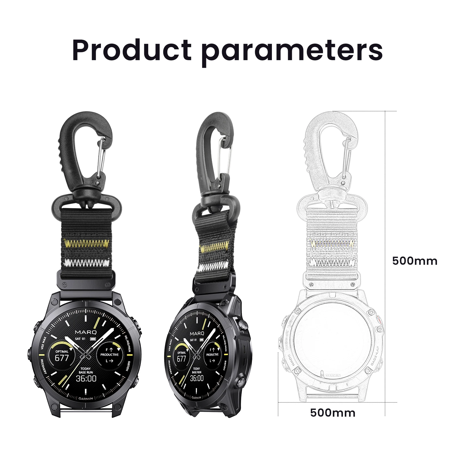 26mm Quick Release Nylon Carabiner Key Holder Camp Buckle Hook Bag Clip For Garmin Fenix5X Plus 6X Pro 7X Tactix7 Watch Clasp