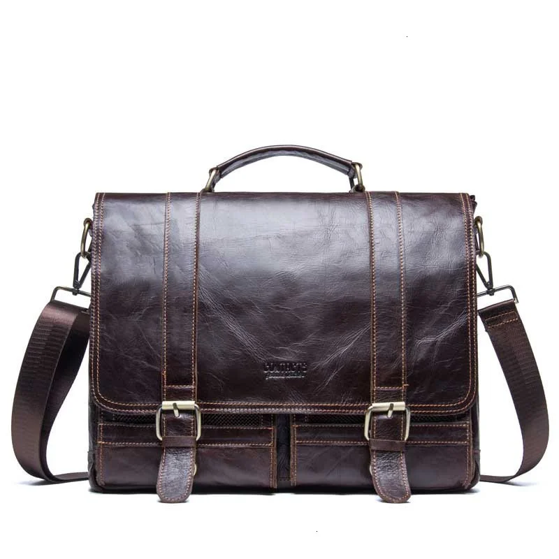 Men's Cowhide Luxury Briefcase High-end Crossbody Messenger Bags Genuine Leather Large Capacity Computer Single Shoulder Bag