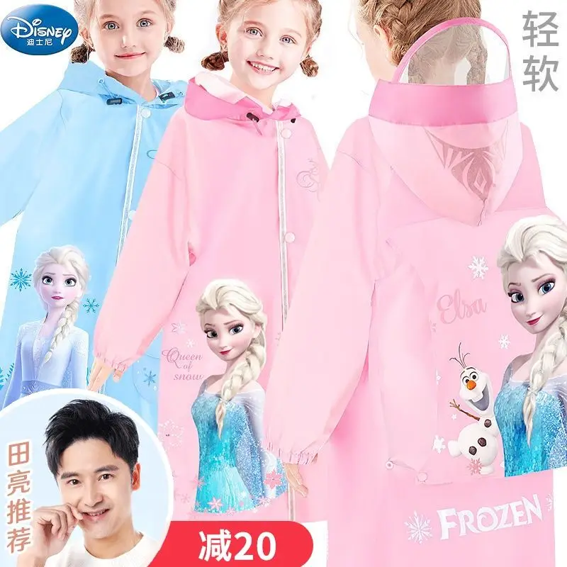 

Disney Frozen Children Raincoat Primary School Girls with Schoolbag Child Baby Cartoon Waterproof Reflective Poncho Rain Gear