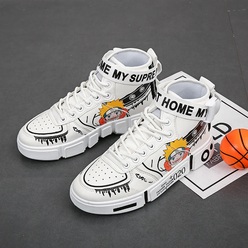 

Fashion Children Sneakers High Top Leather Hip Hop Shoes for Children Comfortable School Skateboard Sneakers Toddlers Boys Shoes