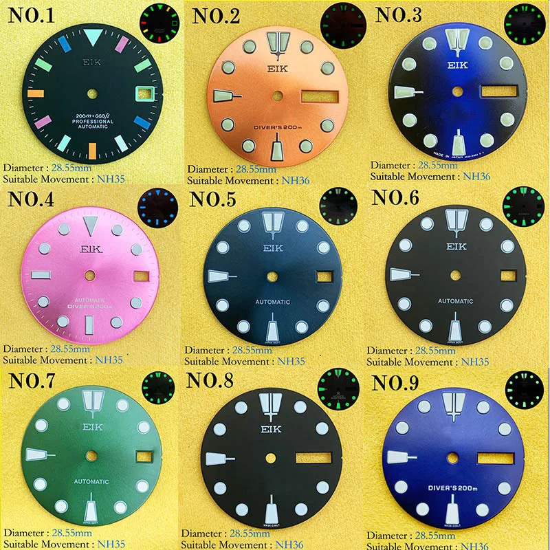 Часы наручные NH35 модифицированные с циферблатом C3 подсветкой SKX007 маленьким