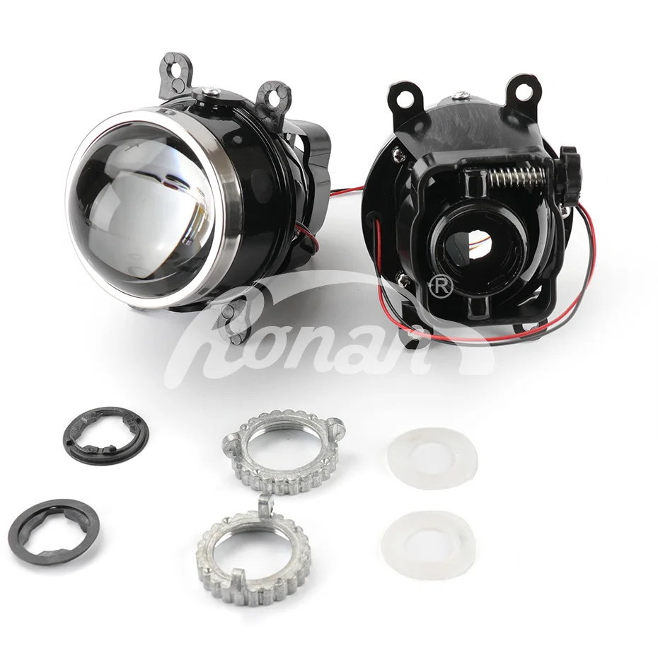 Дешево Кронштейн регулировочный RONAN 3,0 дюйма типа G2, биксеноновые противотуманные фары, HD Стекло, синяя пленка, объектив проектора D2S D2H H11, лампы для ...