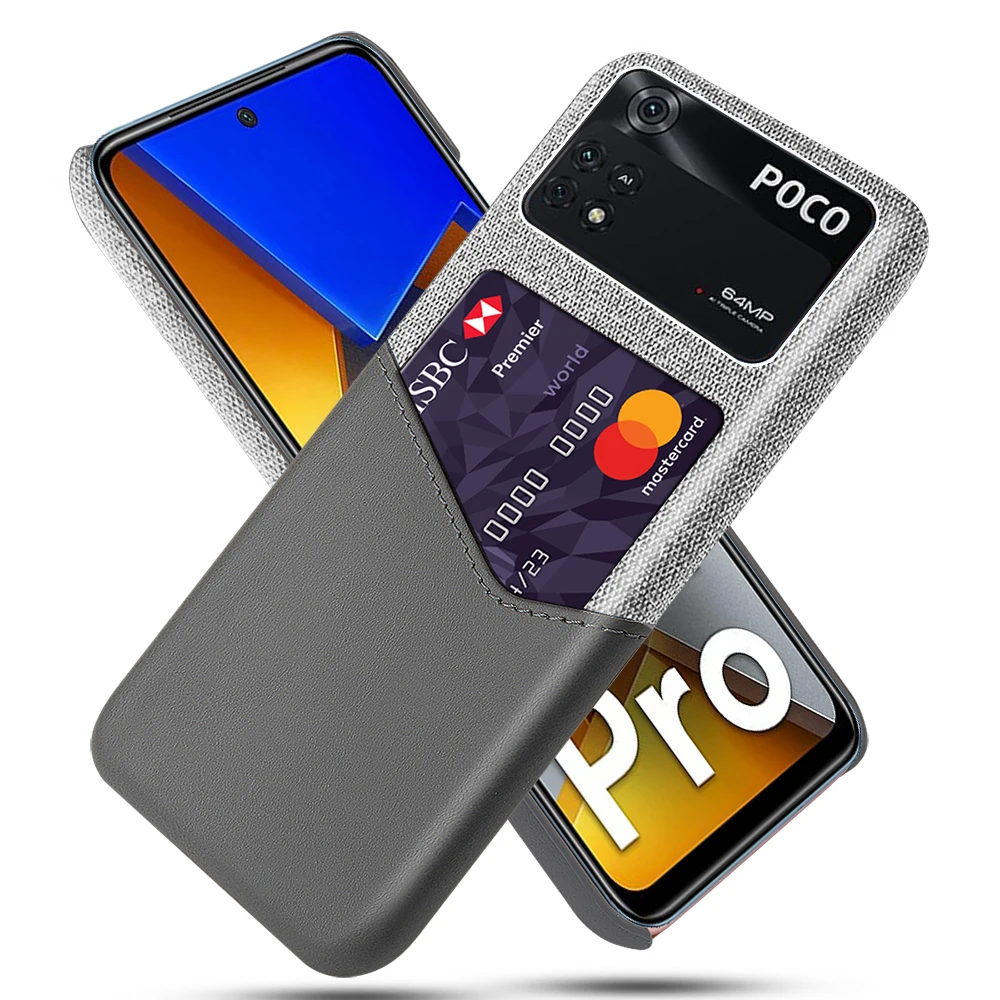 

Poco M4 Pro 4G Febric Card Holder Cover For Xiaomi Poco M4 Pro 4G M4pro Cloth Texture Antiskid Case For Xiomi Poco M2 M3 M4 Pro