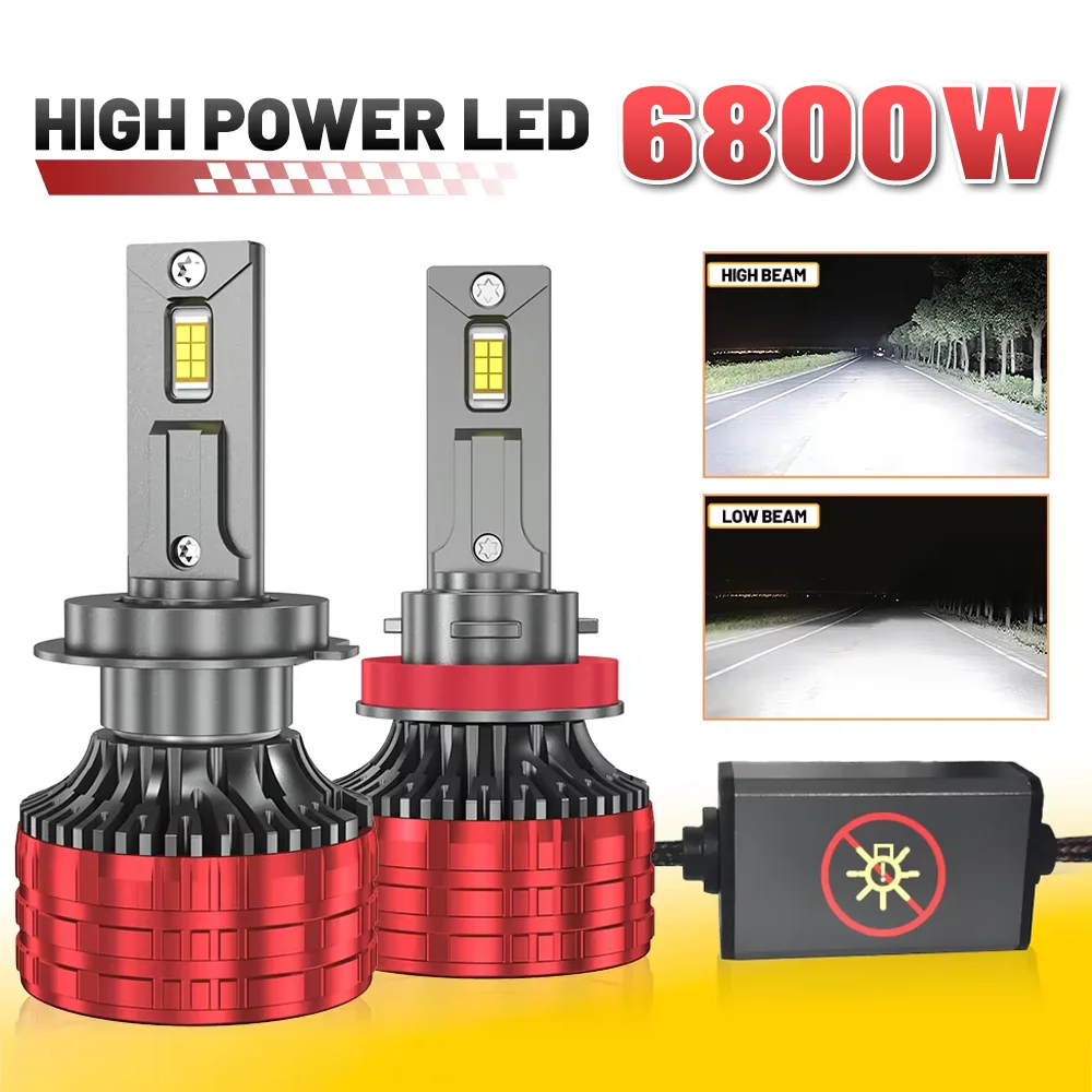 2 шт. светодиодные лампы H4 H7 6800 Вт 9800000LM H1 светодиодные лампы Canbus 12 В H11 H8 H9 9005 HB3 9006 HB4 9012 супер яркие 6500K лампы для автомобильных фар