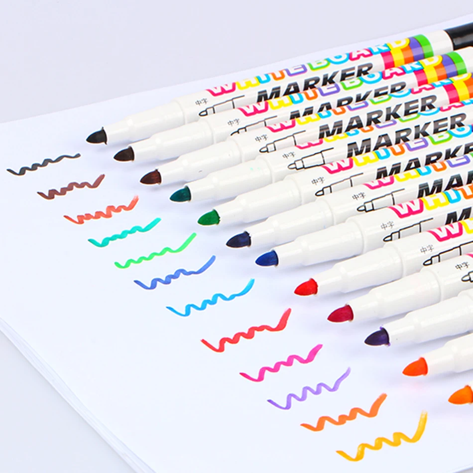 

12Pcs/lot Colors White Board Maker Pen Liquid Chalk Erasable Glass Ceramics Easy Erasing For Writing Pens Office School Supply
