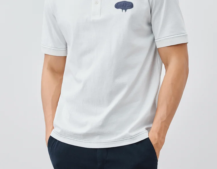 

P2378- Summer handmade worn Lapel men's short sleeved polo