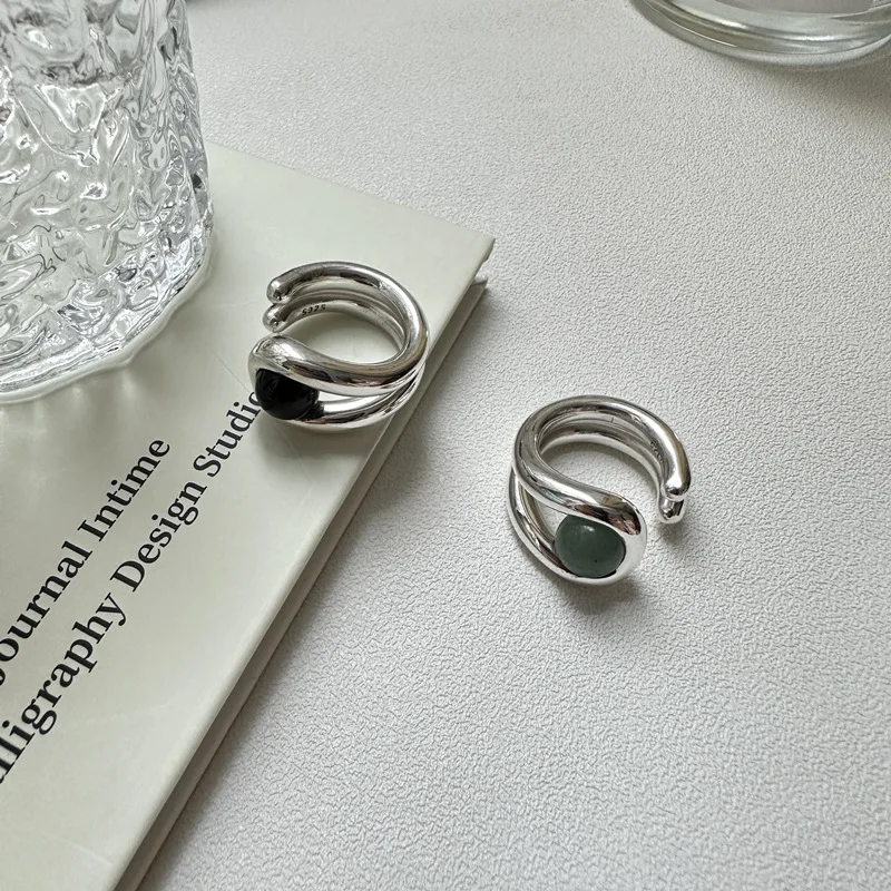 

Individuality Dongling Jade Black Agate Ring