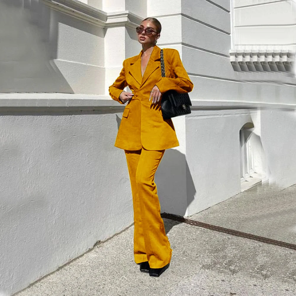 Slim Fit Ladies Suit Chic and Elegant Woman Pants Set Woman 2 Pieces Single-breasted Elegant Women's Sets Lapel  Luxury Suits